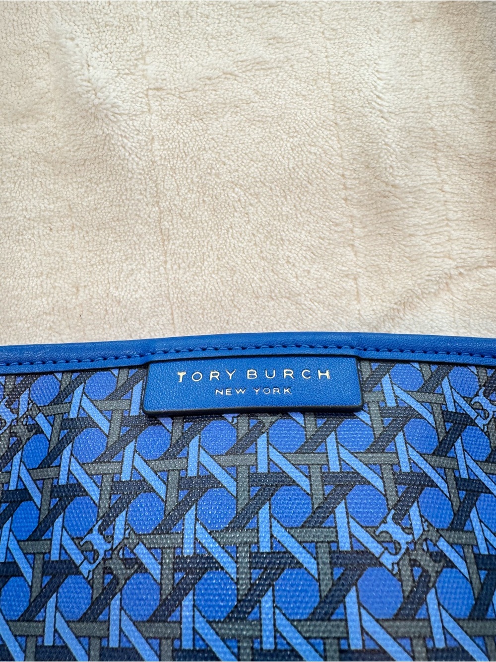Tory Burch Ever-Ready Mediterranean Blue Coated Canvas Zip Tote 💙 - Picture 10 of 14